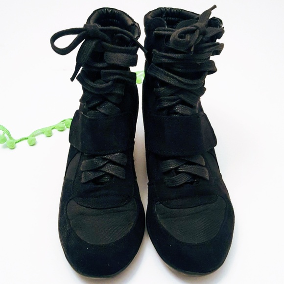 Black Wedge Heel Booties - Picture 2 of 2